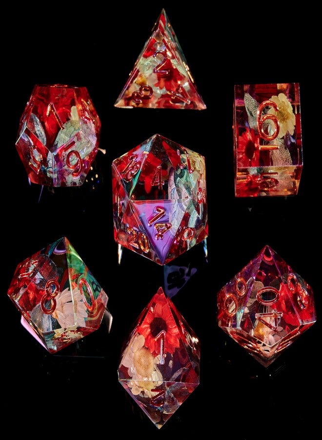 FugaCity DND Dice Set,Handmade Sharp Edge 7 Piece Resin Dice-Dungeons and Dragons Polyhedral Dice Set, D&D Dice Set with Gift Dice Case for RPG MTG Table Games （ - Image 1